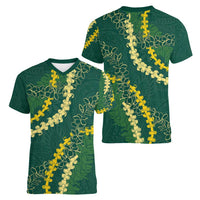 Hawaii Puakenikeni - Maile Lei Women V-Neck T-Shirt Sage Green