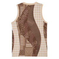Polynesian Tribal Pattern Patchwork Picturesque Basketball Jersey Mocha LT7 - Polynesian Pride