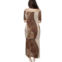 Polynesian Tribal Pattern Patchwork Picturesque Family Matching Puletasi and Hawaiian Shirt Mocha LT7 - Polynesian Pride