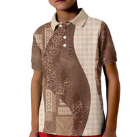 Polynesian Tribal Pattern Patchwork Picturesque Kid Polo Shirt Mocha LT7 Kid Mocha - Polynesian Pride