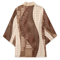 Polynesian Tribal Pattern Patchwork Picturesque Kimono Mocha LT7 - Polynesian Pride