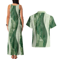 Polynesian Tribal Pattern Patchwork Picturesque Couples Matching Tank Maxi Dress and Hawaiian Shirt Sage Green LT7 - Polynesian Pride