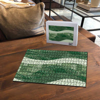 Polynesian Tribal Pattern Patchwork Picturesque Puzzle Sage Green LT7 - Polynesian Pride