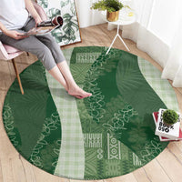 Polynesian Tribal Pattern Patchwork Picturesque Round Carpet Sage Green LT7 - Polynesian Pride