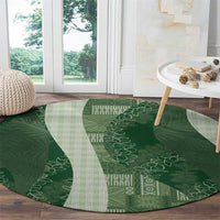 Polynesian Tribal Pattern Patchwork Picturesque Round Carpet Sage Green LT7 - Polynesian Pride