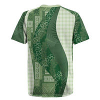Polynesian Tribal Pattern Patchwork Picturesque Rugby Jersey Sage Green LT7 - Polynesian Pride