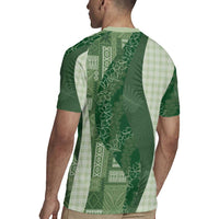 Polynesian Tribal Pattern Patchwork Picturesque Rugby Jersey Sage Green LT7 - Polynesian Pride