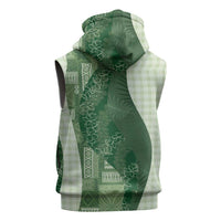 Polynesian Tribal Pattern Patchwork Picturesque Sleeveless Hoodie Sage Green LT7 - Polynesian Pride
