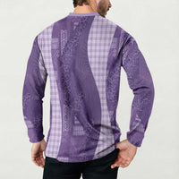 Polynesian Tribal Pattern Patchwork Picturesque Button Sweatshirt Deep Violet LT7 - Polynesian Pride