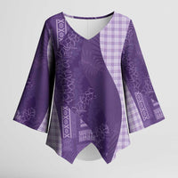Polynesian Tribal Pattern Patchwork Picturesque Kimono Sleeve Blouse Deep Violet LT7 Female Violet - Polynesian Pride