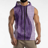 Polynesian Tribal Pattern Patchwork Picturesque Sleeveless Zip Hoodie Deep Violet LT7 - Polynesian Pride
