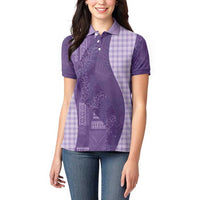 Polynesian Tribal Pattern Patchwork Picturesque Women Polo Shirt Deep Violet LT7 - Polynesian Pride