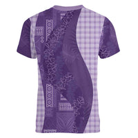 Polynesian Tribal Pattern Patchwork Picturesque Women V-Neck T-Shirt Deep Violet LT7 - Polynesian Pride