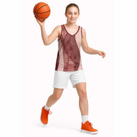 Polynesian Tribal Pattern Patchwork Picturesque Basketball Jersey Crimson LT7 - Polynesian Pride