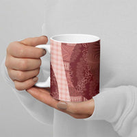 Polynesian Tribal Pattern Patchwork Picturesque Ceramic Mug Crimson LT7 - Polynesian Pride