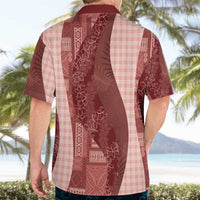 Polynesian Tribal Pattern Patchwork Picturesque Hawaiian Shirt Crimson LT7 - Polynesian Pride
