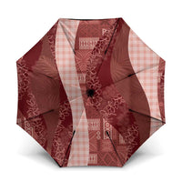 Polynesian Tribal Pattern Patchwork Picturesque Umbrella Crimson LT7 One Size Folded 11.42 inch Opened Diameter 37.4 inch Crimson - Polynesian Pride