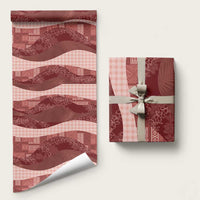 Polynesian Tribal Pattern Patchwork Picturesque Wrapping Paper Crimson LT7 58" × 23" Crimson - Polynesian Pride