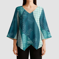 Polynesian Tribal Pattern Patchwork Picturesque Kimono Sleeve Blouse Oceanic LT7 - Polynesian Pride