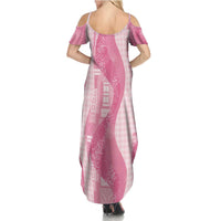 Polynesian Tribal Pattern Patchwork Picturesque Family Matching Summer Maxi Dress and Hawaiian Shirt Rose Pink LT7 - Polynesian Pride