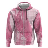 Polynesian Tribal Pattern Patchwork Picturesque Hoodie Rose Pink LT7 Zip Hoodie Rose Pink - Polynesian Pride