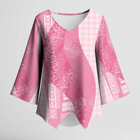 Polynesian Tribal Pattern Patchwork Picturesque Kimono Sleeve Blouse Rose Pink LT7 Female Rose Pink - Polynesian Pride