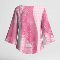 Polynesian Tribal Pattern Patchwork Picturesque Kimono Sleeve Blouse Rose Pink LT7 - Polynesian Pride