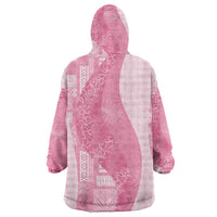 Polynesian Tribal Pattern Patchwork Picturesque Wearable Blanket Hoodie Rose Pink LT7 - Polynesian Pride