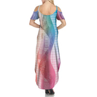 Polynesian Tribal Pattern Patchwork Picturesque Summer Maxi Dress Holographic LT7 - Polynesian Pride