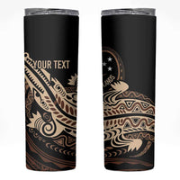Personalized Solomon Islands Crocodile Skinny Tumbler Hapi Isles - Independence Anniversary LT7 Brown - Polynesian Pride