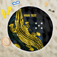Personalized Solomon Islands Independence Anniversary Beach Blanket Crocodile Mix Tapa