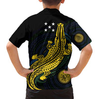 Personalized Solomon Islands Independence Anniversary Family Matching Off Shoulder Maxi Dress and Hawaiian Shirt Crocodile Mix Tapa