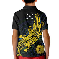 Personalized Solomon Islands Independence Anniversary Kid Polo Shirt Crocodile Mix Tapa