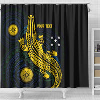 Personalized Solomon Islands Independence Anniversary Shower Curtain Crocodile Mix Tapa