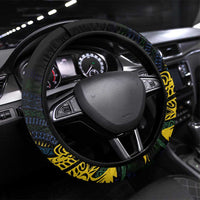 Solomon Islands Independence Anniversary Steering Wheel Cover Crocodile Mix Tapa LT7 Universal Fit Colorful - Polynesian Pride