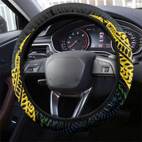 Solomon Islands Independence Anniversary Steering Wheel Cover Crocodile Mix Tapa LT7 - Polynesian Pride