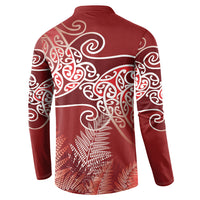 Aotearoa Maori Koru Curves Button Sweatshirt Silver Ferns - Crimson Red LT7 - Polynesian Pride