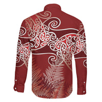 Aotearoa Maori Koru Curves Family Matching Puletasi and Hawaiian Shirt Silver Ferns - Crimson Red LT7 - Polynesian Pride