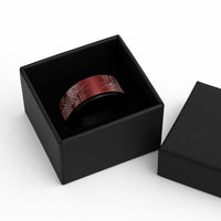 Aotearoa Maori Koru Curves Spinner Ring Silver Ferns - Crimson Red LT7 - Polynesian Pride
