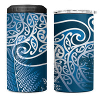 Aotearoa Maori Koru Curves 4 in 1 Can Cooler Tumbler Silver Ferns - Navy Blue