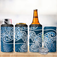 Aotearoa Maori Koru Curves 4 in 1 Can Cooler Tumbler Silver Ferns - Navy Blue