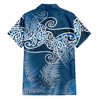 Aotearoa Maori Koru Curves Family Matching Summer Maxi Dress and Hawaiian Shirt Silver Ferns - Navy Blue LT7 - Polynesian Pride