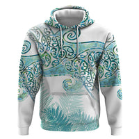 Aotearoa Maori Koru Curves Hoodie Mossy Paua Shell