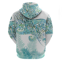 Aotearoa Maori Koru Curves Hoodie Mossy Paua Shell