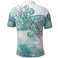 Aotearoa Maori Koru Curves Polo Shirt Mossy Paua Shell LT7 - Polynesian Pride