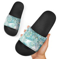 Aotearoa Maori Koru Curves Slide Sandals Mossy Paua Shell
