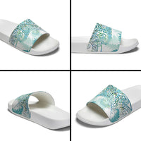 Aotearoa Maori Koru Curves Slide Sandals Mossy Paua Shell