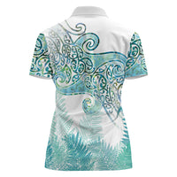 Aotearoa Maori Koru Curves Women Polo Shirt Mossy Paua Shell
