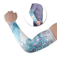 Aotearoa Maori Koru Curves Arm Sleeves Aqua Paua Shell