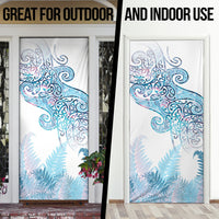 Aotearoa Maori Koru Curves Door Cover Aqua Paua Shell